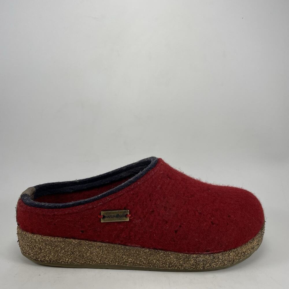 Haflinger Grizzly GZ Clogs Womens EU 38, US 7 Red Wool Felt Cork Footbed Slipper